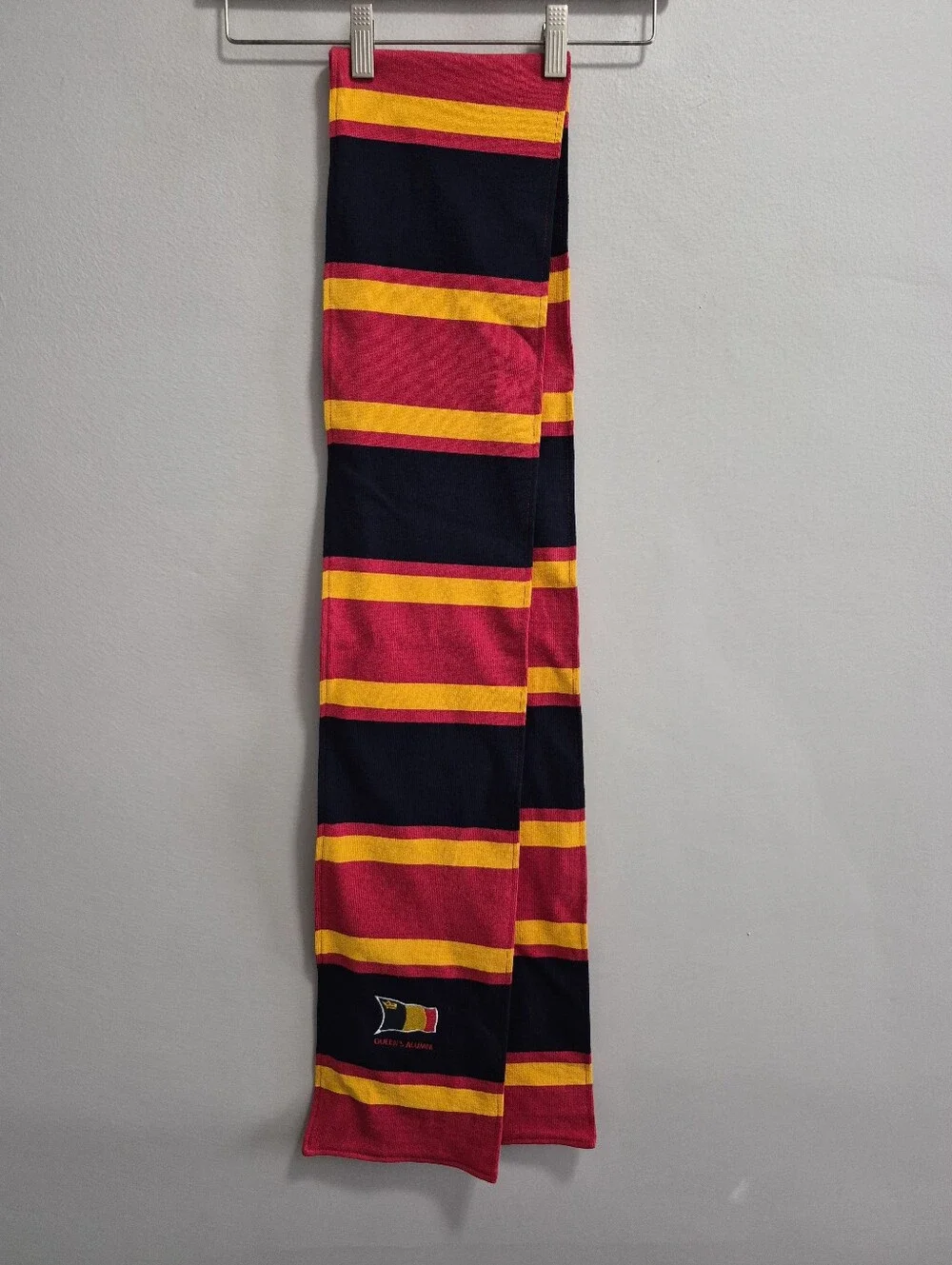Queen's University Alum Rugby Striped Scarf Embroidered
